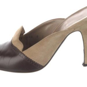 SALVATORE FERRAGAMO Suede Colorblock Pattern Mules